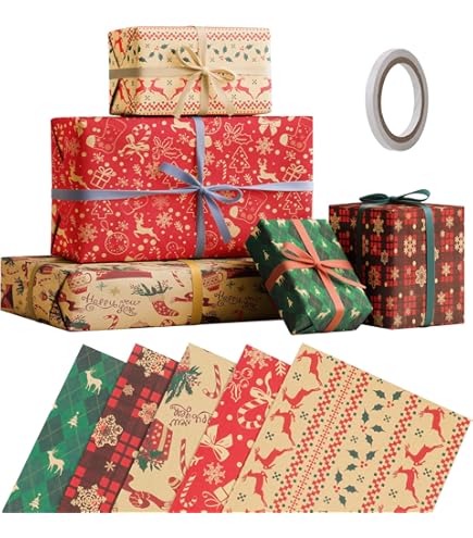 Lot De 4 Grandes Feuilles De Papier Cadeau Motif Plantes Tropicales