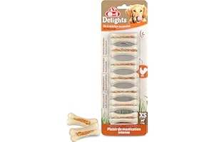 8in1 Delights Strong XS - Os à Mâcher ferme garnis de poulet pour Chien Adulte de Petite Taille - 7 pièces