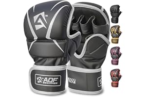 AQF Hybrid MMA Gloves for Sparring & Grappling, Open Palm Shooter Design, Enhanced Wrist Support, Shock-Absorbing Padding, Lightweight and Durable for Training, Kickboxing, Muay Thai