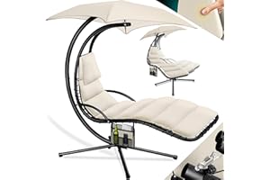 ‎KESSER KESSER® Schwebeliege mit Sonnenschirm, Hängeliege, Sonnenliege H200, L194, B100 cm, Relaxliege, Schaukelliege Hängematte, bis 120 kg belastbar, Auflagen - Nackenkissen, Inkl. Tasche