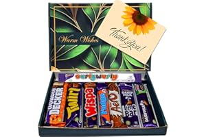 BENERRY Thank you Chocolate Gift Box - 8 Full Sized Bars - Perfect Letterbox Gift Hamper - Mix Of Cadbury chocolate & Nestle Aero For Kids - Him and Her