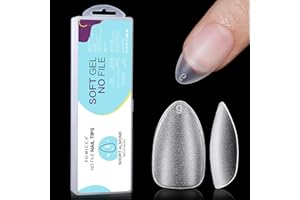 TOMICCA 360Pcs Short Almond Gel Nail Tips - No-File Matte Full Cover for Soak Off | Soft Acrylic False Tips, 15 Sizes Salon & Home Kit