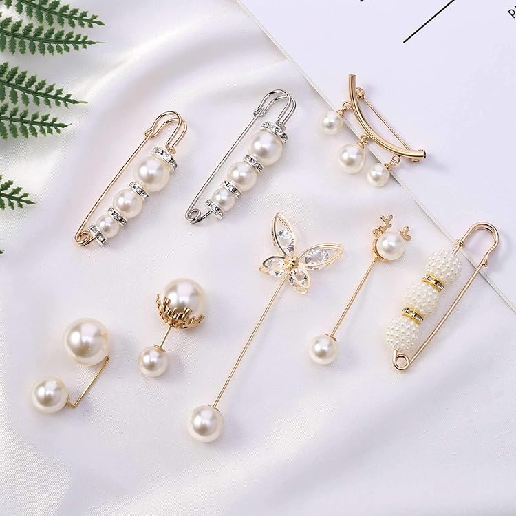 2/4 Pièces Perle Broche Broches Pull Châle Clips Fausse Perle Strass Collier épingle De Sûreté Pour Femmes Fille Vêtements Robe Accessoires