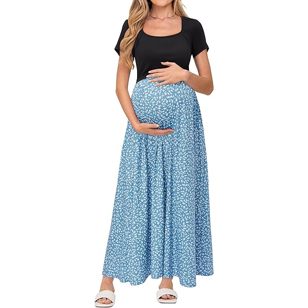 OUGES Zomerjurk Dames Lange ZwangerschapsJurk Maxi-jurk Elegante Korte Mouwen Voedingsjurk Zomerjurk met Zakken, M OUGES Zomerjurk Dames Lange ZwangerschapsJurk Maxi-jurk Elegante Korte Mouwen Voedingsjurk Zomerjurk met Zakken, M