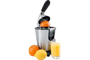 ‎STEBA Steba Zitruspresse mit Edelstahlgehäuse, Praktischer Hebel-Pressarm für optimale Saftausbeute, geräuscharmer Motor, Start/Stopp Automatik, ZP 2