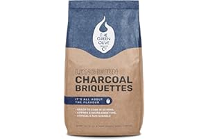 GREEN OLIVE FIREWOOD COMPANY Green Olive Firewood - 1 x 4kg Bag - Long Burn BBQ Charcoal Briquettes, Use for Charcoal Barbecues and Smokers. Natural and Sustainable, Quick Lighting and Long Burn Time