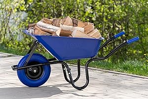 TIREX by xonic® Schubkarre mit Stahlfelge – Verzinkte Wanne bis 250kg/ 100l - Robuste Ausführung für Garten und Blau – Schieb-Karre mit PU Vollgummi-Rad - Dunkelblau-Edition