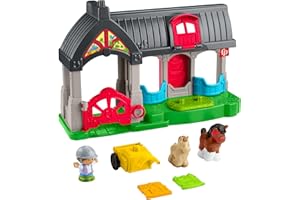 Fisher-Price Little People Toddler Toy Friendly Horses Stable Playset with Sounds, Figures & Accessories for Kids Ages 1+ Years, HWR84