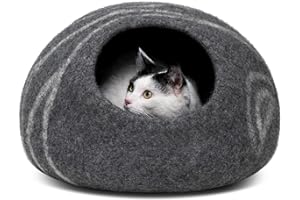 MEOWFIA Legowisko dla kota, wysokiej jakości filc, ręcznie robione legowisko w 100% z wełny merynosów dla kotów i kociąt (jasne odcienie) (duże, różowe złoto)