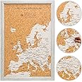Splosh Travel Map - Small Grey Europe Map Pin Board with 100 Pins. Pin Board Wooden Map. Travel Map Cork Board Europe Map Pin Board. Wooden Board World Map, Corkboard Map Travel Gift, Map Pin Board.