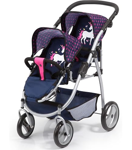 Passeggino Doppio Per Bambole Bayer Chic - Tandem Con Sedili Regolabili E Rimovibili, Per Bambole Fino A 50 Cm, Per Bambini 3-7 Anni