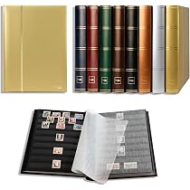 Álbum De Clasificación Metálico Prophila – 60 Páginas Negras Con 9 Tiras, Cubierta De Piel Sintética Y Estampado Dorado (23 X 30,5 Cm)