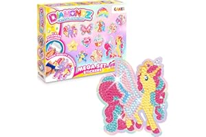 DIAMONDZ CRYSTAL PAINTING Mega Set Stickers Galupy Unicorn - Diamond Painting Kinder Aufkleber Set, DIY Diamant Malerei Bastelset, Mosaikherstellung für Kinder, 9 Farben