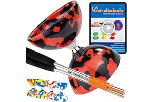 Juggle Dream Jester Diabolo Set de Jonglage avec Diabolo à roulement à Billes | Baguettes en Aluminium | Vidéo d'apprentissage en Ligne (Noir/Rouge)