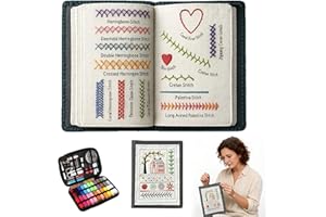 LuWomenre Livre de point à faire soi-même,Embroidery Stitche Book,Kit Broderie Debutant Sur Lin Haute Densité À Faire Soi-même Avec 143 Points Et Tutoriels,Mini Kit D'outils De Coutures Portables