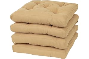 Viste tu hogar Pack 4 Cojines para Silla, 45x45x5 CM, Efecto Tridimensional, Relleno de 100% Poliéster, Ideal para Comedor, Terraza, Sala y Restaurante, Color Camel, Fabricado en España