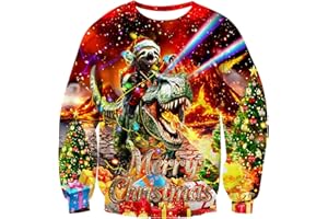 ALISISTER Ugly Christmas Jumper 3D Printed Xmas Pullover Sweatshirt Funny Long Sleeve Sweater T-Shirt for Men S-3XL