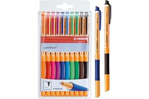 MONRIKON Tintenroller - STABILO pointVisco - 12er Etui - mit 10 verschiedenen Farben