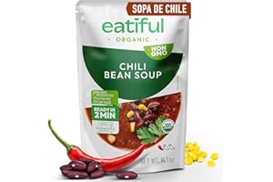 EATIFUL Sopa De Chile, Sopa Vegana De Frijoles Lista Para Comer, Elaborada Con Verduras Orgánicas, A Base De Plantas, Sin Conservantes Añadidos, Sin Gluten, 400g (Paquete De 1)