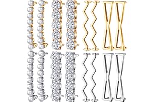 CHUANGDI 16 Ciondoli per Lacci per Scarpe da Ginnastica Include 4 Paia di Ciondoli per Lacci Decorativi Fai-da-Te in Oro e 4 Paia in Argento Accessori per Scarpe con Strass di Perle Finte da Donna