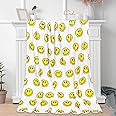 JarThenaAMCS Smile Face Fuzzy Throw Blanket Yellow Happy Face Cute Decorative Soft Cozy Flannel Blanket for Home Bed Sofa Couch Chair, 50 x 60 Inch