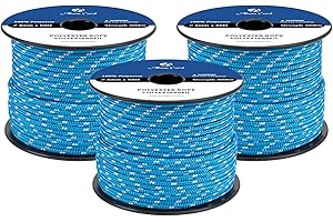 Abma Cord Lina Poliestrowa 4mm x 50m Linka Pleciona Sznurek, Biały - Wytrzymała - Niebiesko/biały