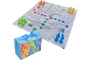 Alldoro Outdoor Garten Ludo Gra Planszowa z 16 Figurkami i Kostkami, Wielokolorowy, XXL, 60060