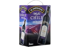 El Emperador - Vin rouge chilien Merlot cubi 3L Bag in Box, Valle Central Chili (1 x 3 L)