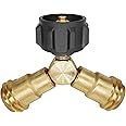 DOZYANT Propane Splitter, Propane Tank Y Splitter Adapter with Valves, 2 Way LP Gas Adapter Tee Connector for 20lb Propane Tank Cylinder, Work with BBQ Grills, Camping Stoves, Gas Burners, Heater
