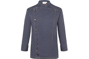 Karlowsky Herren Kochjacke Jeans-Style Druckknöpfe Stehkragen 65% Polyester/35% Baumwolle