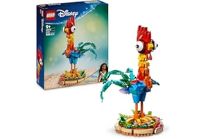LEGO ǀ Disney Vaiana 2 Heihei - Jouet de Construction & Décoration Intérieure - Figurine d'Animal avec Tête Pivotante, Ailes Mobiles, Queue de Plumes & Support - Cadeau d'Anniversaire pour Fille 9 ans