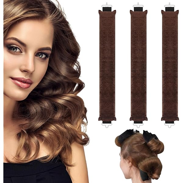 3 Stück Hitzefreie Lockenwickler Aus Flanell, 27 Cm – Für Locken über Nacht, Mit Haken
