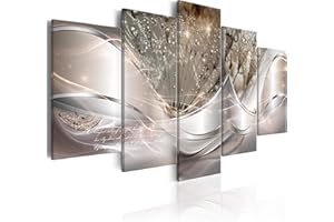murando - Wandbilder XXL Abstrakt Blumen 200x100 cm 5 tlg Wand Deko Leinwand Bilder Groß Wanddeko Wohnzimmer Schlafzimmer Kunstdrucke Pusteblume Natur Grau Beige Glamour a-C-0087-b-n