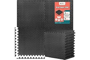 MaTvize Eva Gym Flooring Exercise Mats – (60x60cm) 1cm Thick, 4 Pcs Large Heavy Duty Interlocking, Non-Slip, Yoga Foam Floor Tiles Office, Home & Kids Play (Black, 4 Tiles (16 Square Feet))