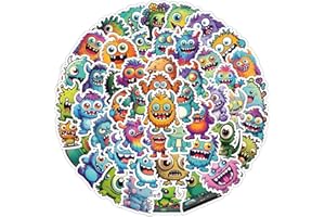 FANCICO 50 pièces autocollants mignon petit monstre pour bouteilles d'eau, paquet d'autocollants scrapbook pour bagages de skateboard, ordinateur, pour enfants et adolescents