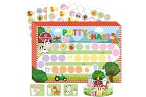 WERNNSAI Potty Training Chart - Farm Toilet Training Reward Chart with 270 Potty Training Stickers Crown Pink Sticker Chart for Boys Toddler Kids Potty Training for Birthday Gift