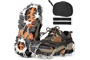 Newthinking Ice Snow Spikes Grips for Boots and Shoes, Anti-slip Ice Shoe Crampons with 19 Stainless Steel Spikes for Winter Outdoor Walking and Hiking