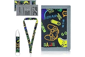 JOZMMZEOOA Portefeuille pour Enfant,Pliable Porte Monnaie Enfant Porte-Carte Homme avec 2 Cordons Trifold avec Fermeture Éclair Portefeuille,pour Les Cadeaux d'anniversaire d'enfants (Noir)