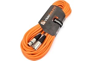 VisioSound Male to Female XLR Mic Lead/Balanced Microphone/Mic Patch Cable / 7 Colours (10m, Orange)