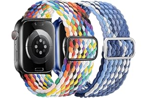 HalfYue Geflochtenes Armband Kompatibel mit Apple Watch Armband 38mm 40mm 41mm 42mm 44mm 45mm 49mm Verstellbares Elastisches Nylon Armband