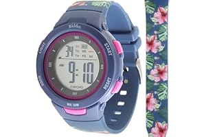 Kiddus Orologio Digitale Bambine e Bambini. Con Cronometro, Calendario, Sveglia, Luce. Resistente All’acqua. Da Polso, Sportivo. LED Luminoso di Notte. Età dai 3 ai 12 Anni