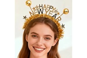 Charfia Happy New Year Haarreif, 2026 Haarschmuck Haarreifen, Silvester Kopfschmuck Erwachsene Outfit Damen Herren Kinder Haarreif Silvester Accessoires Geschenke