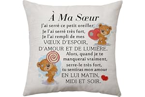 ACONESONG Cadeau Sœurs Femme Cadeaux pour Noël - À Ma Sœur Housse de Coussin - Cadeau Sœurs Petite Sœur Décoration Cadeau pour Sœur Mariage Saint Valentin Cadeau d'Anniversaire Keepsake 45 x 45 cm (Sœur)