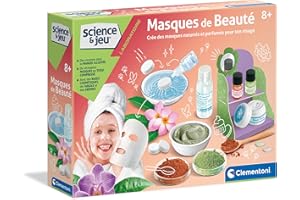 Clementoni | Science & Jeu Masques De Beauté pour Enfant 8 Ans+ | Crée Tes Propres Soins Naturels | Argile Verte & Rose | Arôme Barbe À Papa | Activité Spa DIY | Coffret Cosmétique Éducatif