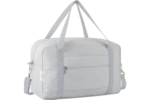 VAVOBIS for Ryanair Cabin Bags 40x20x25 Underseat Travel Bag Small Hand Luggage Bag Tote Carry On Duffle Bag Gym Beach Overnight Flight Bag Weekend Bags for Women Men，Beige(with Shoulder Strap)