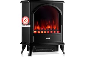 KAMINIO Chimenea eléctrica Leni - Estufa de Chimenea con calefacción, Efecto Llama 3D (Negro)