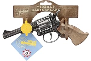 BAUER SPIELWAREN Schrödel J.G. 1068271 Scorpion antyk: pistolet zabawkowy do amunicji płytki zapłonowej, pasuje do kowbojów i szeryfów, 8 strzałów, 22 cm, szary/srebrny (106 8271)