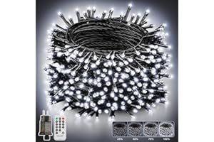 LAITENY Guirlande Lumineuse Noël Extérieur - 50M 500LED Blanc Froid Prise Guirlande Lumières Étanche IP44 avec Télécommande 8 Modes Minuterie pour le Balcon Jardin Terrasse Intérieur Sapin de Noel Décoration