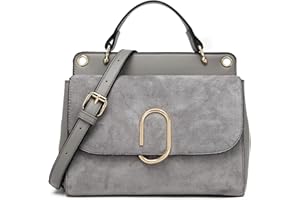 Miss Lulu Sac à Main Porté Épaule Femme - Sac Bandoulière Moyen en Simili Cuir et Daim Vintage - Idéal pour Bureau, Shopping et Soirée Élégante