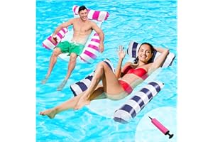 Audasi 2pcs Inflatables for Swimming Pool 4 in 1 Water Hammock Floats Inflatable Pool Float for Adults Kids Floating Saddle Lounger Floating Chair Bed with Manual Pump Pool Games for Summer